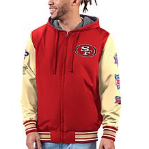 Football Fan Shop Officially Licensed NFL Men's Faux Suede Varsity Jacket by Glll - Lions