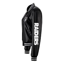 Officially Licensed NFL Sequin Logo Faux Leather Bomber Jacket