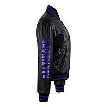 Officially Licensed NFL Sequin Logo Faux Leather Bomber Jacket