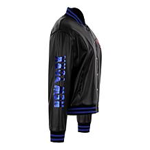 Officially Licensed NFL Sequin Logo Faux Leather Bomber Jacket