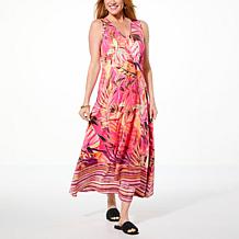 One World Printed Sleeveless V-Neck Maxi Dress