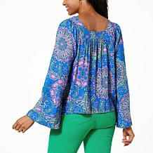 One World Square Neck Medallion Printed Top
