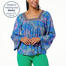 One World Square Neck Medallion Printed Top