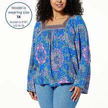 One World Square Neck Medallion Printed Top