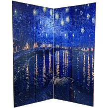 Oriental Furniture Irises/Starry Night 4-Panel Divider