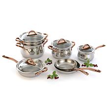 Ouro Gold 18/10 Stainless Steel 9.5" Stockpot with Glass Lid 8.1qt.