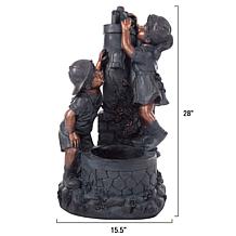 Outdoor Water Fountain With Boy and Girl By Nature Spring - Bronze
