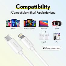 Overtime Apple MFi-Certified 6' Braided Lightning to USB-C Cable 2-pk