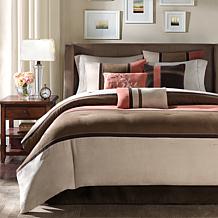 Palisades Micro-Suede 7pc Comforter Set- King/Coral