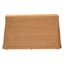 Palm Console Table with Woven Rattan and Metal Frame