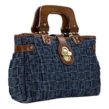 Patricia Nash Sansia Woven Straw Satchel - Denim