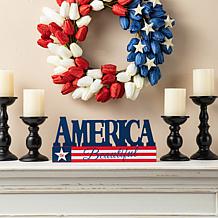 Patriotic Americana Wooden AMERICA Table Decor