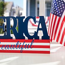 Patriotic Americana Wooden AMERICA Table Decor