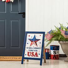 Patriotic Americana Wooden Easel Porch Decor