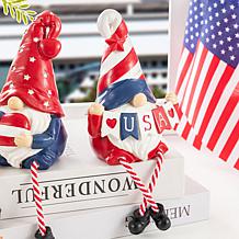 Patriotic Polyresin Gnomes Table Decor 2-piece Set