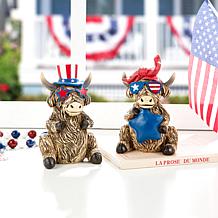 Patriotic/Americana 2-pack Resin Highland Cow Table Décor