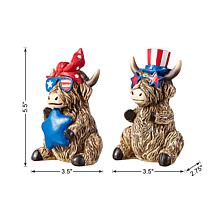Patriotic/Americana 2-pack Resin Highland Cow Table Décor