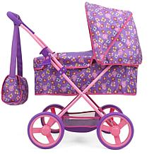 Peppa Pig Doll Deluxe Pram & Bag - Purple, Pink, Flowers