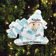 Personalized Baby Boy In Present Ornament