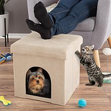 Pet Adobe Dog and Cat House Ottoman - Microsuede Tan