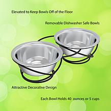 Pet Adobe Stainless Steel Elevated Pet Bowls - Stainless Steel
