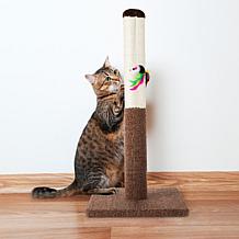 Pet Adobe Tall Cat Scratching Post with Toy - Tan
