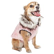 Pet Life Luxe Chauffurry Zebra Pattern Faux Mink Fur Dog Coat