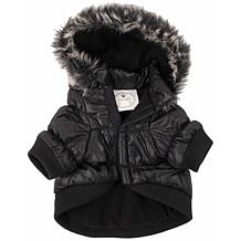 Pet Life Metallic Fashion Dog Parka Coat with Removable Hood