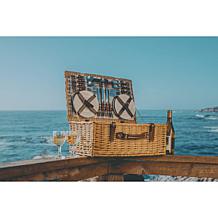 Picnic Time Newbury Basket - Navy Blue & Burgundy Plaid Pattern