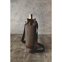 Picnic Time Waxed Canvas Wine Tote, (Khaki Green)
