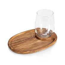 Picnic Time Wine Appetizer Plate Set Of 4, (Acacia Wood)
