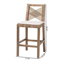 Poltak Tropical Mahogany & Rattan Counter Stool