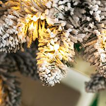 Pre-Lit 7.5' Flocked Slim Spruce Artificial Christmas Tree