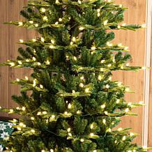 Pre-Lit Green Slim Fir Artificial Christmas Tree w/Strawberry Lights
