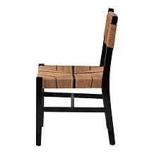 Prita Bohemian Mahogany Dining Chair with Woven Rope