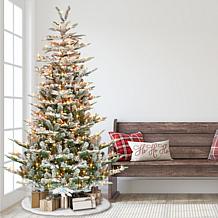 Puleo 7-1/2 ft. Pre-Lit Arctic Fir Flocked Artificial Christmas Tree