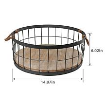 Puleo International 2-pack Wire Baskets w/ Wood Base & Handles