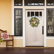Puleo International 24" Artificial Lemon And Hydrangea Floral Wreath