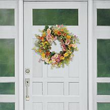 Puleo International 24" Artificial Rose, Dogwood & Daisy Floral Wreath