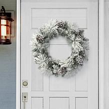 Puleo International 24" Flocked Berkshire Spruce Wreath with 56 Tips