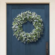 Puleo International 28" Lambs Ear Spring Door Wreath, Green/Gray