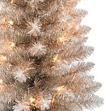 Puleo International 3' Pre-lit Rose Gold Tree 50 Lights Burlap Base