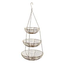 Puleo International 3-Tier Chrome Triple Hammock Produce Stand - Gold