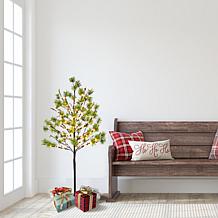 Puleo International 4' Red Berry Led  Tree w/160 White Twinkle Light