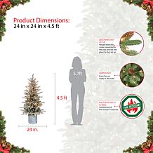 Puleo International 4.5' Pre-Lit Potted Flocked Fir Christmas Tree
