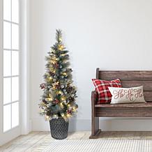 Puleo International 4.5' Pre-Lit Potted Glitter Premium Pine Tree