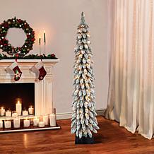 Puleo International 6' Flocked Alpine Pencil Artificial Christmas Tree
