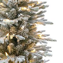 Puleo International 6' Pre-lit Potted Flocked Arctic Fir Pencil Tree