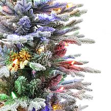 Puleo International 6' Pre-lit Potted Flocked Arctic Fir Pencil Tree