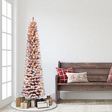 Puleo International 6.5' Pre-lit Flocked Fashion Purple Pencil Tree